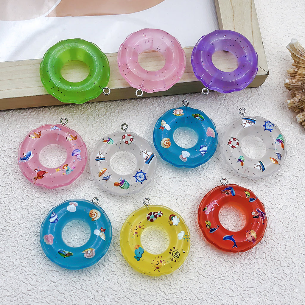 Resin Transparent Swim Ring charm pendant for DIY keychain bag charm necklace making