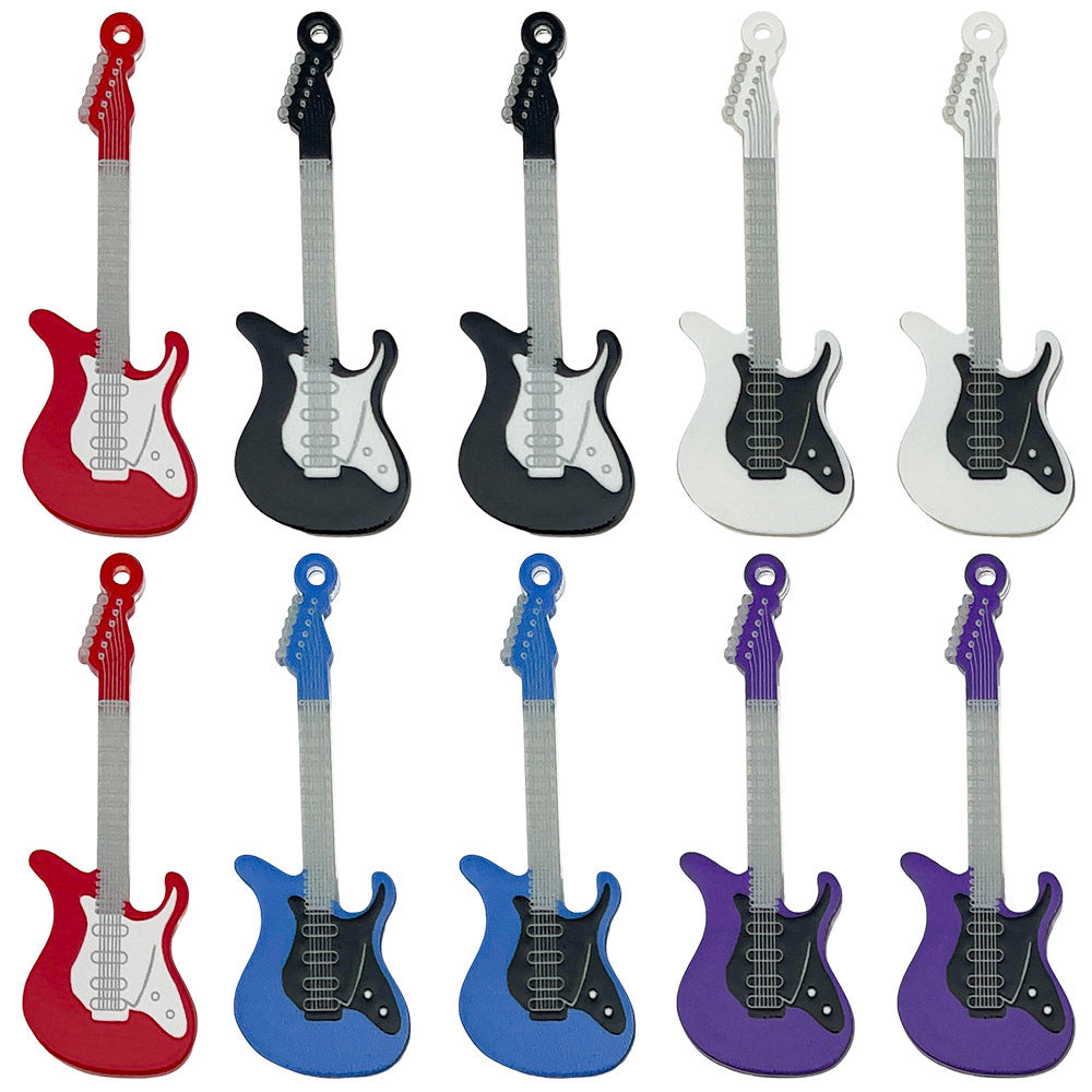Double Sided Printed Acrylic Guitar Charm Pendant for DIY Bracelets Necklaces Keychains