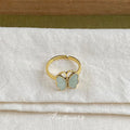 Gold Open Butterfly Ring Mint Enamel Wings Adjustable view 4
