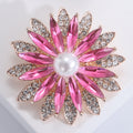 Rose Gold Crystal Sunflower Brooch Pearl Center Four Colors view 9