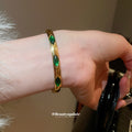 Gold Crystal Open Bangle Heart And Fan Pave 2 Styles view 3
