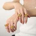 Twisted Plump Geometric Band Ring Gold Steel Sizes view 4