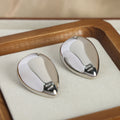 Large Polished Teardrop Stud Earrings Gold Steel Metal view 2