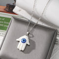 Resin Hamsa Hand Evil Eye Pendant Necklaces Ten Colors view 2
