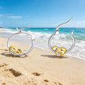 Two-Tone Sloth Hoop Earrings Silver Hoop Gold Figure view 2