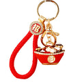 Jeweled Fortune Ingot Bowl Keychains with Four Fortune Loop Colors view 5
