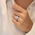 Cushion Solitaire Halo Infinity-Band Ring In Polished Silver Tone view 3