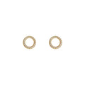 Gold Mini Crystal Paved Open Circle Halo Stud Earrings view 5