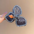 Blue Embroidered Butterfly Crystal Bead Duckbill Hair Clip view 6