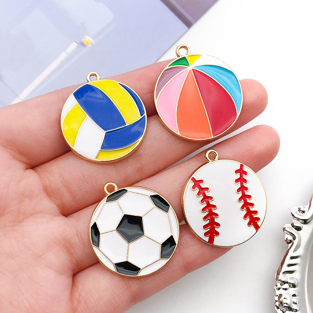 Enamel Zinc Alloy Soccer Volleyball Basketball Baseball Charm Pendant for DIY Earrings