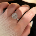 Silver Tone Paved Zircon Flower Open Ring Side Stone view 4