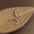 Silver Geometric Open C Shape Hoop Stud Earrings Polished Metal view 4