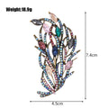 Blue Silver Tone Feather Openwork Crystal Metal Brooch Pin view 2
