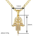Hamsa Hand Pendant Necklace Gold Silver Clear Stones view 4