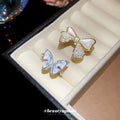 Gold Tone Zircon Mother Of Pearl Bow Open Ring Band view 4