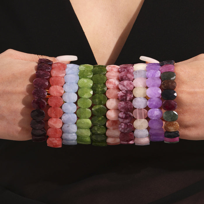 Natural Stone Bead Stretch Bracelet Colorful Oval Chip Styles