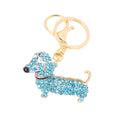 Rhinestone Dachshund Dog Keychain Gold Clasp Five Colors view 5