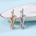 Polished I Love You Hand Sign Brooch In Gold And Silver Tones view 3