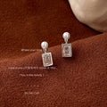 Silver-Tone Pearl Perfume Bottle Clear Rectangle Studs view 6