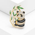 Crystal Panda on Green Bamboo Brooch Decorative Clothing Pin view 6