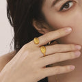 Quilted Dome Open Ring Gold Steel Lattice Texture Size 7 view 4