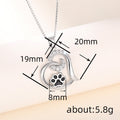 Silver Heart Paw Print Pendant Necklace Clear Stone Trim view 4