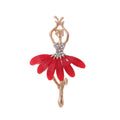Red Gold Tone Ballet Dancer Crystal Four Designs Metal Brooch Pin view 8