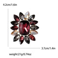 Crystal Sunburst Flower Brooch Burgundy Blue or Green Pin view 6