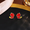 Red Snake Baby Gold Tone Novelty Small Stud Earrings view 3