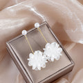 Eight White Petal Flower Long Dangle Earring Designs view 12