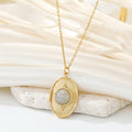 Gold Tone Oval and Rectangular Medallion Pendant Necklaces in Eight Designs view 10
