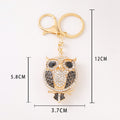 Rhinestone Owl Bird Metal Keychain Gold Clasp Enamel Wings view 3