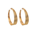 Gold Tone Multiline Wide Statement C Hoop Stud Earrings view 5