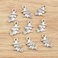 Miniature Witch Broom Charm in an Antique Silver Tone Finish view 4
