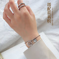 Bead Chain Smiley Good Luck Charm Bracelet Gold and Steel view 3