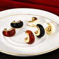 Color Resin Chunky Hoop Studs with Gold Tone Inner Curves view 2