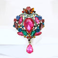 Multicolor Crystal Cluster Brooch with Pink Teardrop Dangle view 2