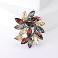 Spiral Leaf Crystal Brooch in Burgundy Champagne and Gray view 6