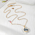 Round Pressed Forget-Me-Not Flower Pendant Necklaces view 4