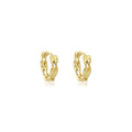 Gold and Silver Rippled Open Band Small Hoop Earrings view 5
