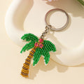 Beaded Coconut Palm Tree Keychain With Rhinestone Cluster view 3