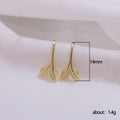 Gold Silver and Rose Gold Tone Leaf Hook Earrings with Polished Finish view 5