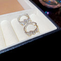 Crystal Edge Hoop Earrings in Gold and Silver Tone view 6
