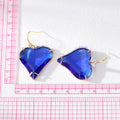 Gold Tone Oversized Faceted Crystal Heart Hook Earrings view 5