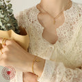 Gold Tone Cross Charm Bracelet Double Chain Lobster Clasp view 3