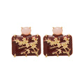 Blue Floral Square Stud Earrings Fashion Jewelry Collection view 5