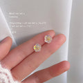Iridescent Clear Mini Flower Stud Earrings Gold Center Pair view 3
