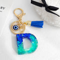 Ombre Glitter Resin Letter Keychain With Evil Eye Charm view 6