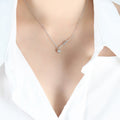 Gold Steel Knot Bar Pendant Necklace With Ball Charm view 7