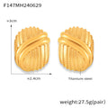 Multi-Line Geometric Oval Stud Earrings Gold Steel Titanium view 6
